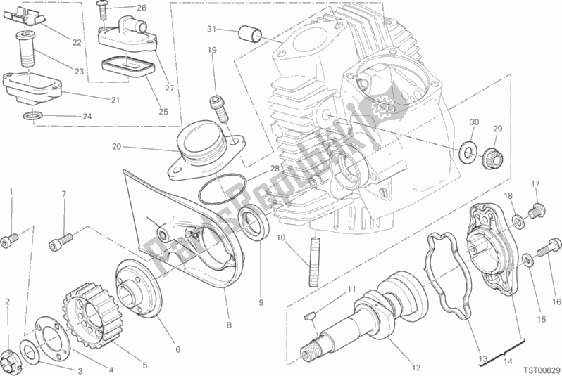 Alle onderdelen voor de Horizontaal Hoofdtimingsysteem van de Ducati Scrambler Flat Track Thailand 803 2019